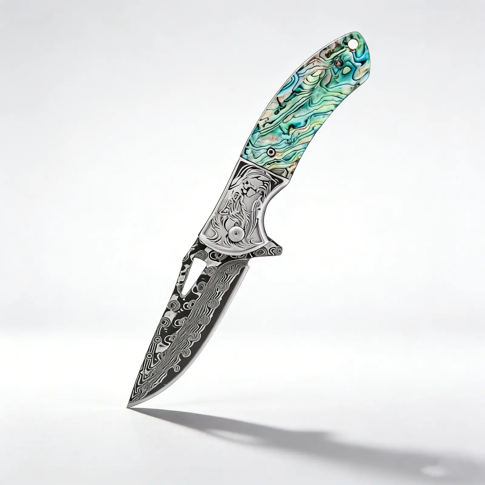 Handcrafted Forged Large Size Damascus Steel Chef Folding Knife, Abalone Shell Handle, Fast Cutting Chef Knife for Kitchen and Restaurant Use, Chef Knives