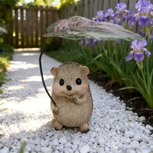1 cute resin hedgehog statue ornament, outdoor courtyard, terrace, lawn, bonsai ornament, resin handicraft, garden decoration gift, Garden Accessories