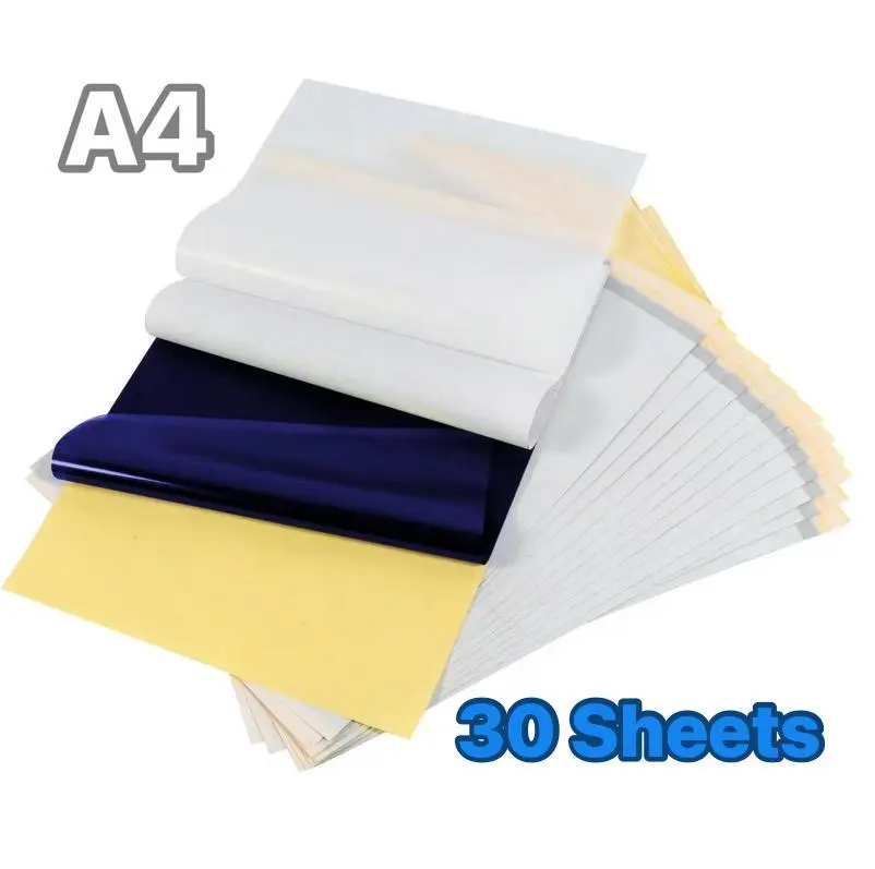 Tattoo Transfer Paper - 30 Sheets Stencil Transfer Paper for Tattooing A4 Size with Protective Tissue, Carbon & Backing Sheet for Easy Transfer office supplies