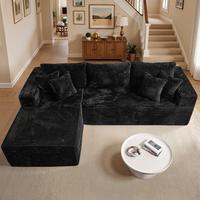 Without Ottoman Balck Left Chaise