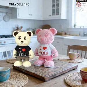 2000pcs Heart Bear 3D Puzzle Blocks, Home Office Decor, Party Decoration, Ideal Gift, Handmade Craft, Lightweight Statue, Collectible Display