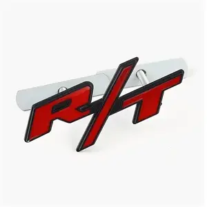 For RT Front Grill Emblems R/T Car Truck Badge Red Black Nameplate Decoration   lover gift Windshield Sticker Motorcycle Stickers car stickers