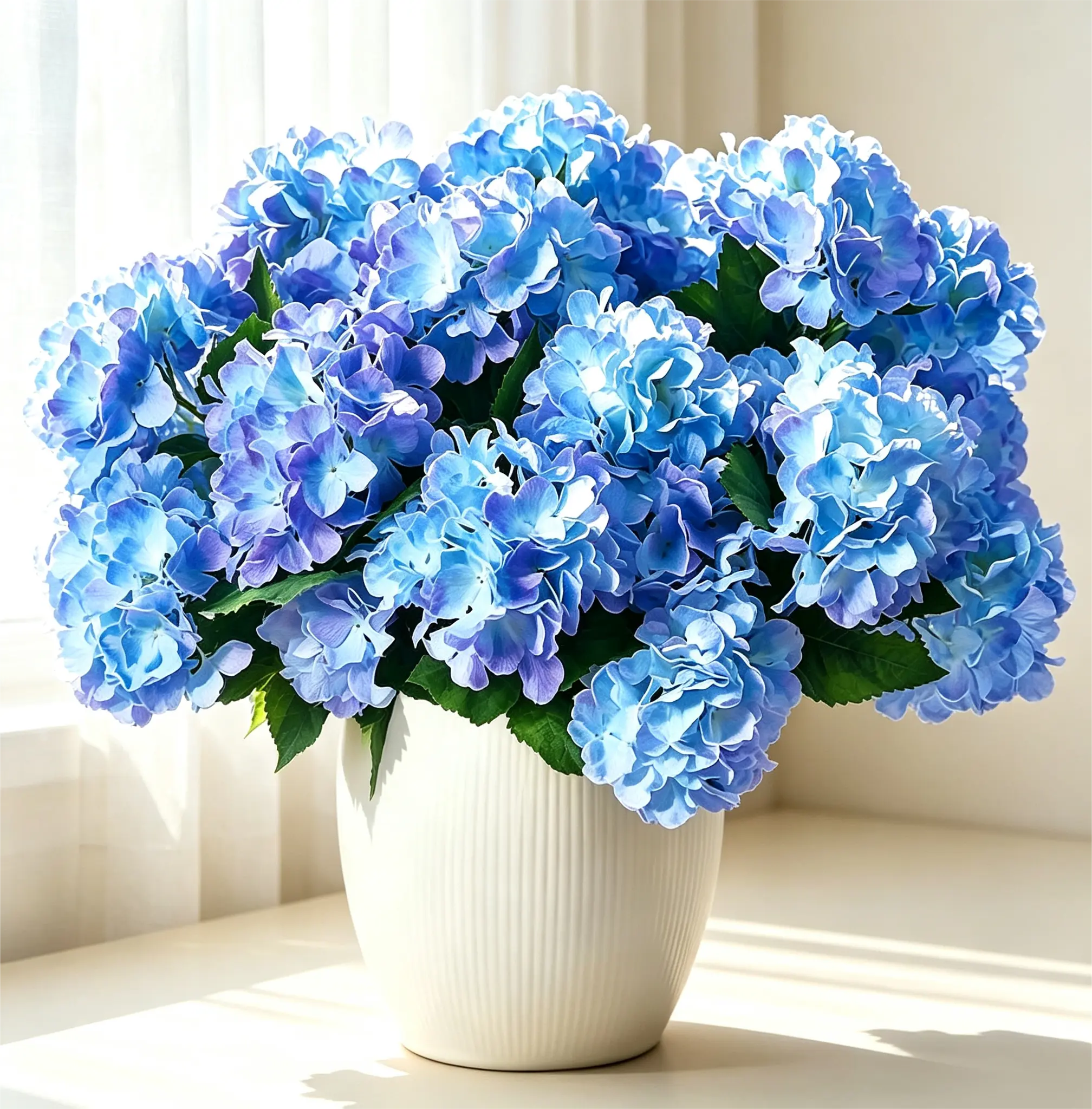 2 Pcs Real-Touch Plastic Artificial Hydrangea Flowers, Long-Stem Faux Silk Ornaments for Wedding Centerpieces, Home Table Vase Decor, Ideal Gift for Daughters (Quantity Optional)