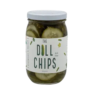Evergreen & Market The Dill Chips - 17 oz Glass Jar with Resealable Lid - Classic Crisp & Zesty Flavor - Perfect for Burgers Charcuterie & Snacks