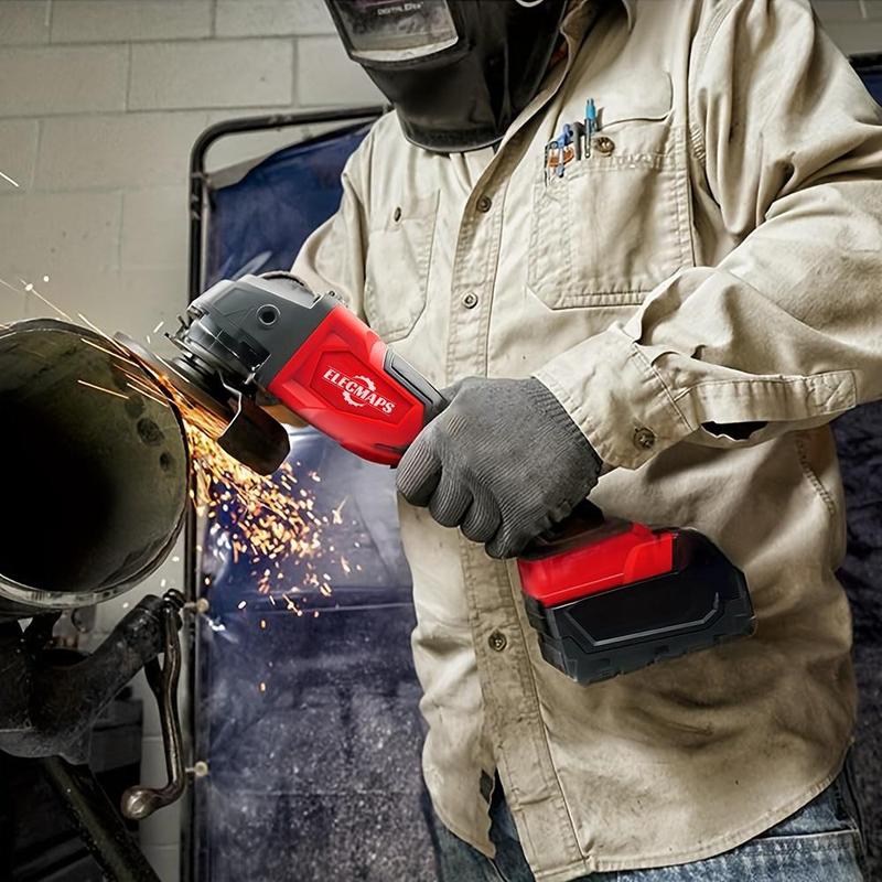 4-1/2 inch angle grinder – Cordless design, suitable for metal cutting – Rust-resistant, removable safety guard – Stainless steel/rubber handle