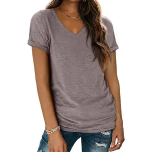 T Shirts Short Sleeve V Neck Tees for Women Fashion Tops Trendy Lightweight Casual Summer Outfits Clothes 2026 Beach