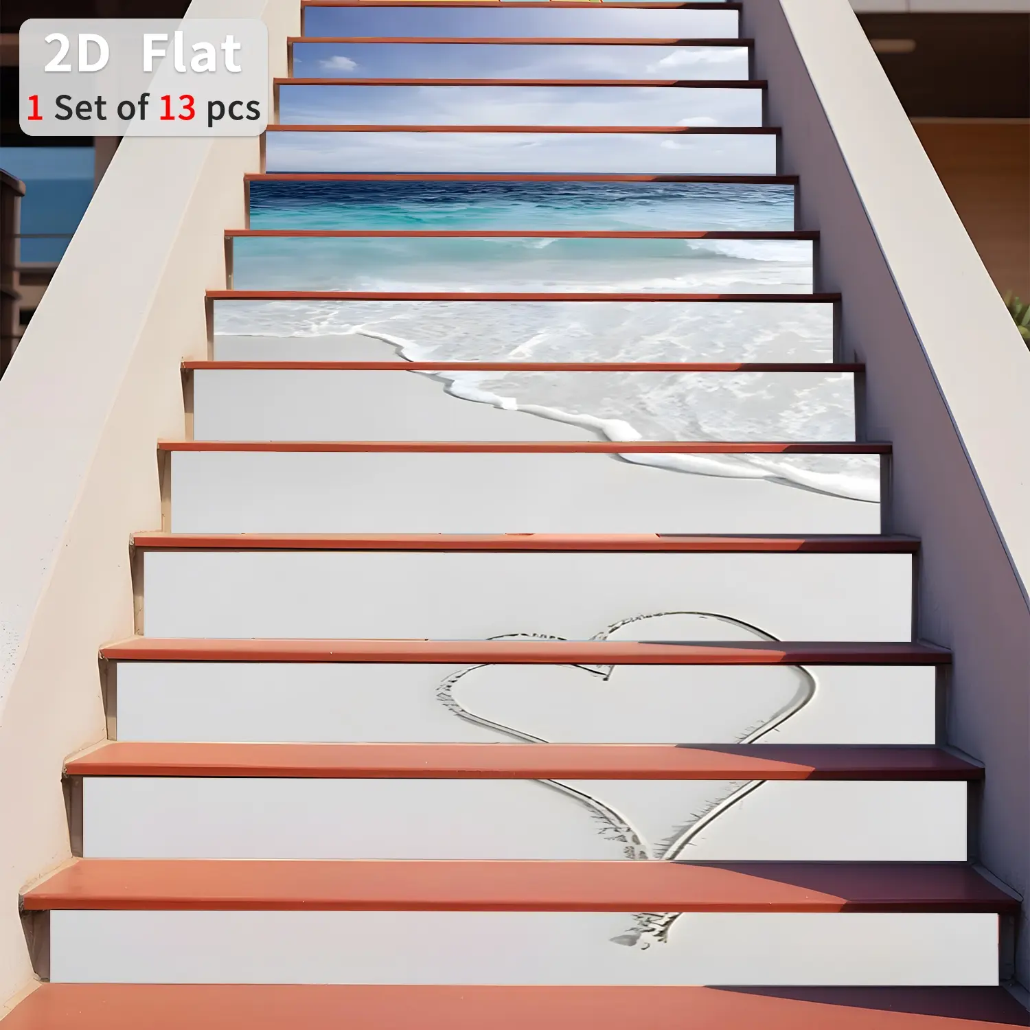 Geometric Pattern Stair Sticker, 13pcs/set Waterproof Self Adhesive Stair Sticker, Removable Wall Sticker for Home Decor