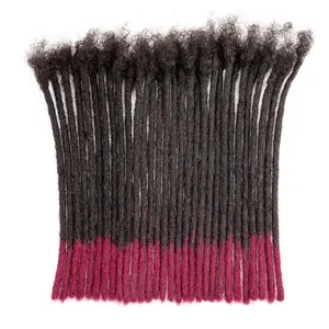 DAIXI T1B/BUG Burgundy Tips Dreadlock Extensions Handmade Human Hair Locs 8 Inch For Men and Women 0.4cm 0.6cm 0.8cm Lock Extensions Crochet Braids