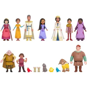 Disney Wish Kingdom of Rosas Character Small Doll Set 10 Posable Mini Dolls