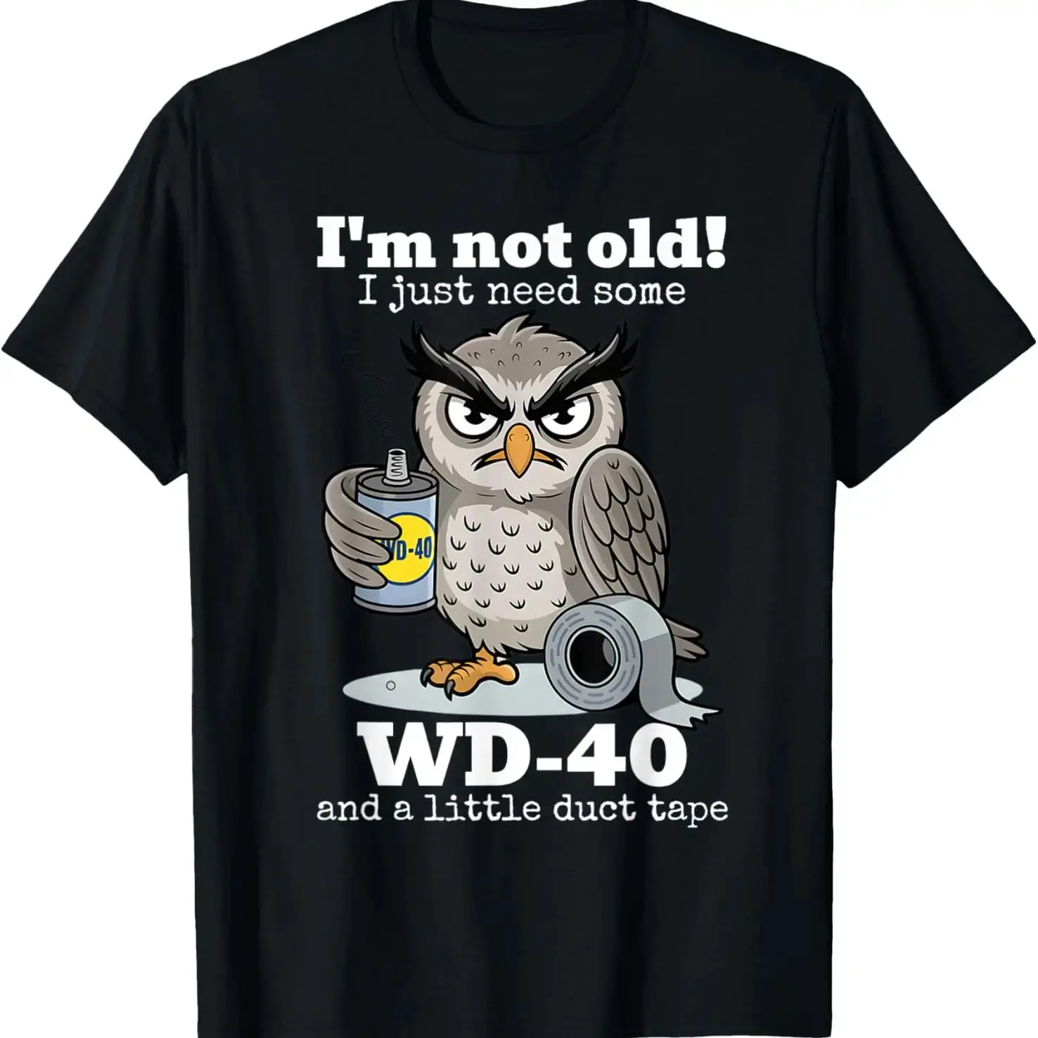 Unisex Lightweight Crew Neck Short-Sleeve Sports T-Shirt, Funny "Owl I'm Not Old I Just Need Some" Graphic, Casual Tee for Men Women