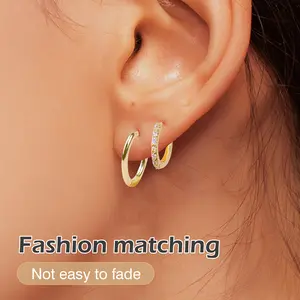 4 Counts Women's Gold Hoop Earrings Set, Open Hoop Design for Easy Wear，Lightweight Huggie Earring Collection