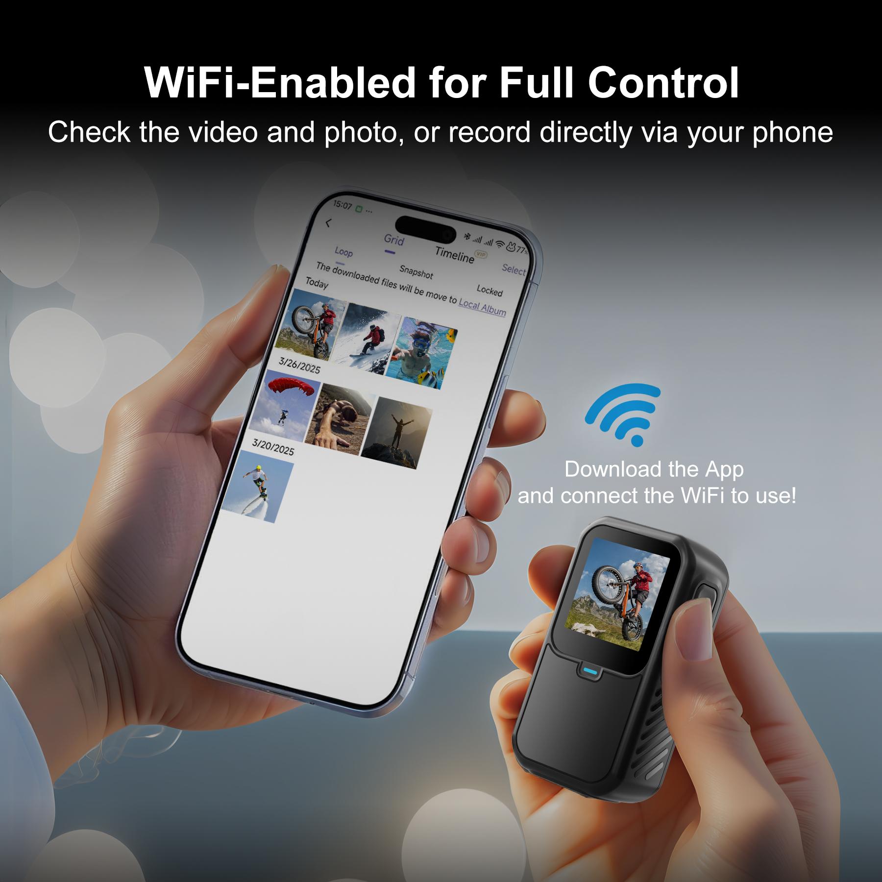 RyStar 4K 60FPS Action Camera 30MP Dual Screens (Front LCD + Rear Touch) 128GB Waterproof Underwater Cam 5X Zoom Remote Control Wearable Body Cam