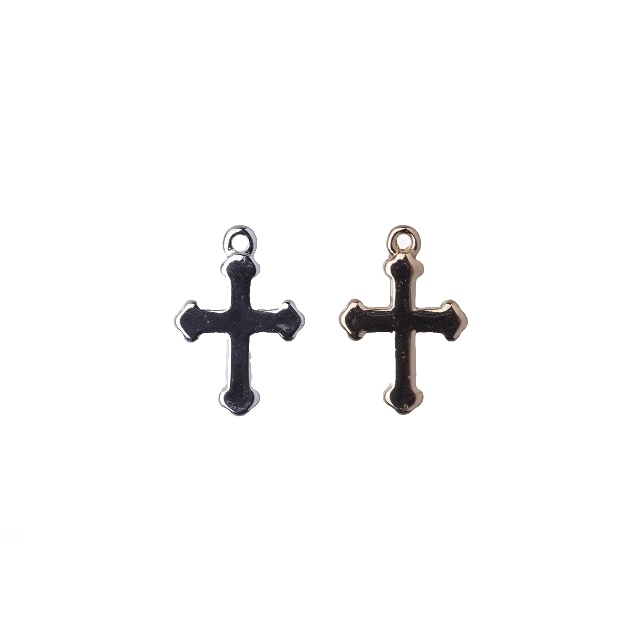Cross Religious Charm - Available in Silver and Gold - Measures 18mm x 12.5mm - Sold by the Piece - K127