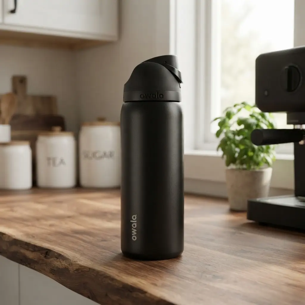 Owala 32oz Stainless Steel Water Bottle, All Black Water Bottle, FreeSip Insulated Bottle, Leakproof Travel Water Bottle, Double Wall Vacuum Insulated Sports Bottle