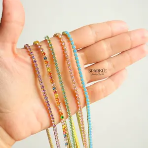 Candy Tennis Necklace | Brass 18k , 15” long 