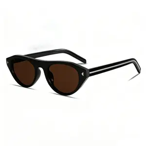 Retro Small Oval Sunglasses for Women Men Trendy Narrow Round Cateye Shades