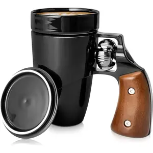 Novelty Coffee Mugs for Men, Ceramic Funny  Cup, Revolver Mugs, Birthday Gifts for Father, Black Cool  Coffee Mug for Men, Fathers Day Dad Gifts(16 oz BLACK)