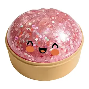 NeeDoh Giant Glitter Dumpling Squishy Toy with Steamer Case, Ultra Soft Stress & Anxiety Relief Fidget, Focus Enhancer for ADHD, Fun Squeeze Toy for Kids & Adults, Cute Desk Decoration and Relaxing Gift