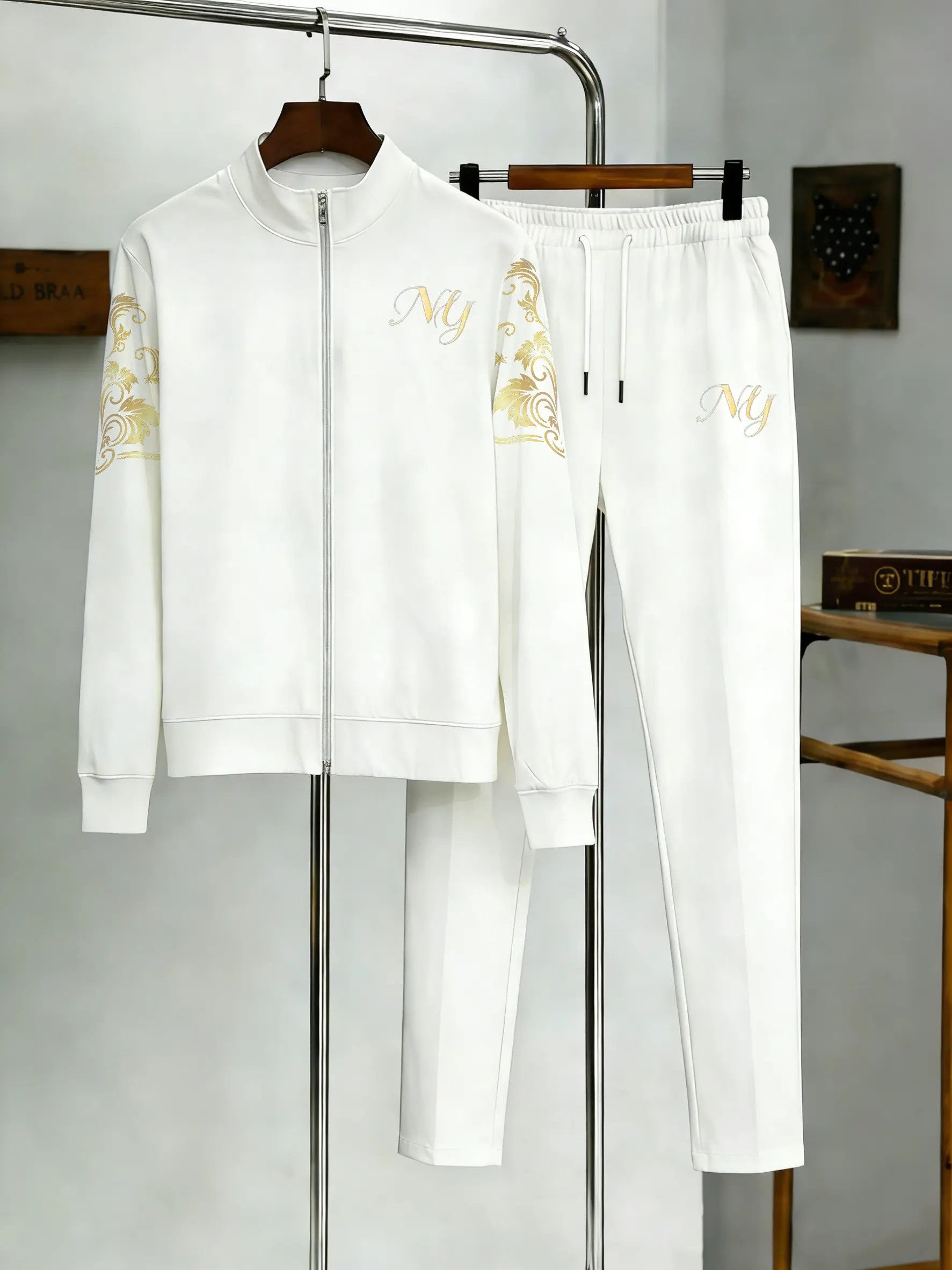 Fashion men's casual sports two-piece set - Spring and Autumn cardigan straight leg pants set