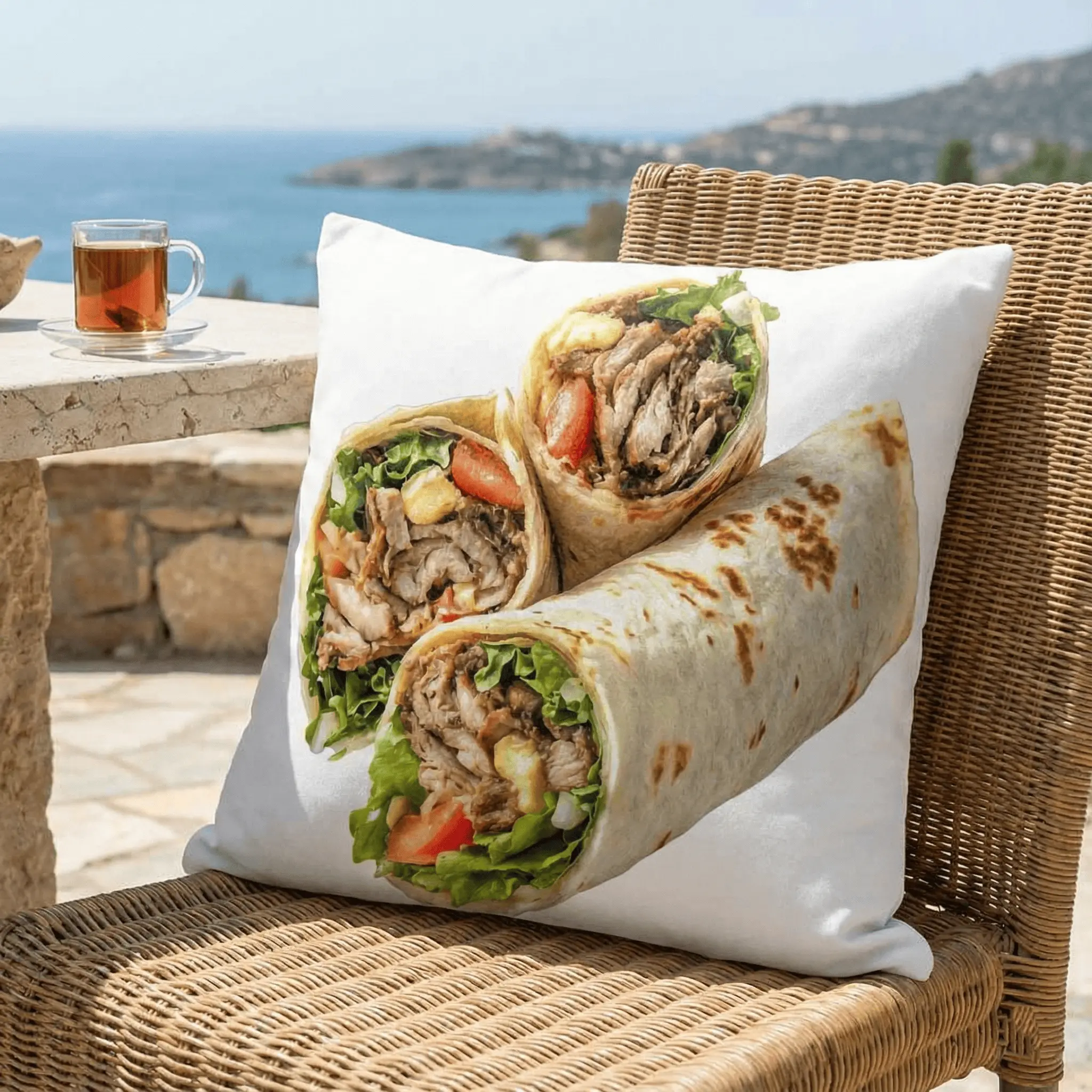Customizable Grilled Meat Tacos Print Pillowcase (No Insert) - Short Plush Velvet Linen Fabric, Vibrant Food Photography Print, Kitchen Decor Ideas, Soft Durable, Exquisite Edging, Zipper, Machine Washable, Ideal Gift, Do Not Bleach, Vibrant Print