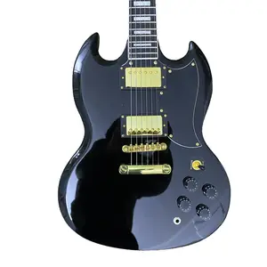 SG Guitar,Black , Solid body Heavy Metal Tone Check gold hardware HH Humbuckers #GuitarTok