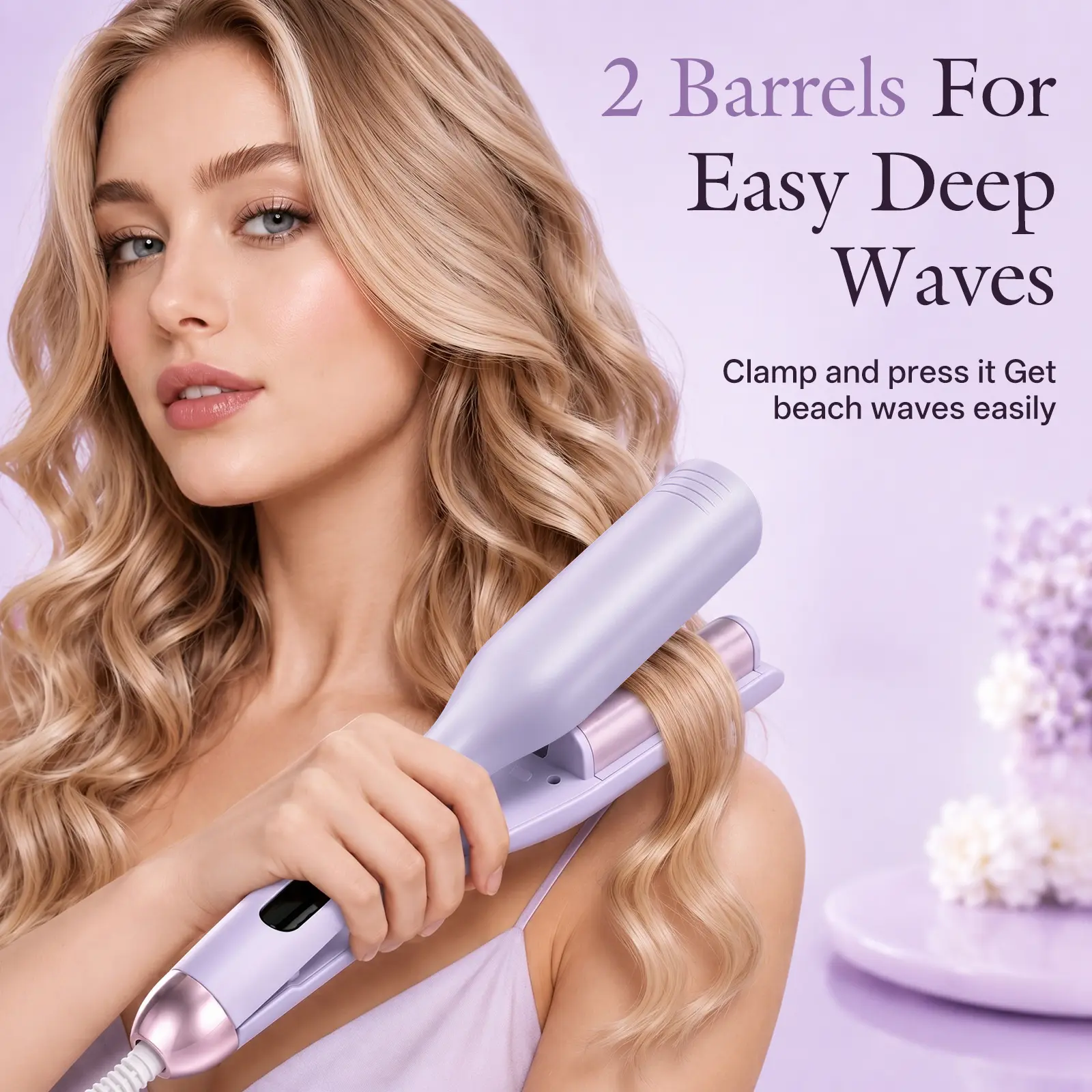 32mm Wave Curling Iron & Hair Waver Crimper for Long-Lasting Bouncy Curls, Volumizing Beachy Waves, and Crimped Hair
