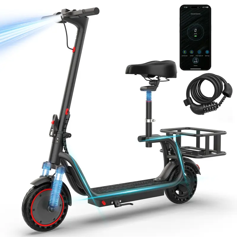 350W Electric Bicycle, LED display, 8.5-inch puncture-resistant tires, top speed 19 mph, range 16/28 miles, equipped with LED lights for portable commuting