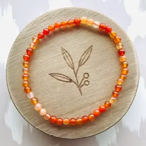 Natural Gemstone Crystal Bracelet,  Carnelian Red Crystal Beads 4mm Beads Gemstone Handmade Hand Braided Woven Bracelet, Stretchy Bracelet for Women Girls, Healing Meditation Balance Inner Peace Bracelet, Friendship Bracelet, Birthday gift