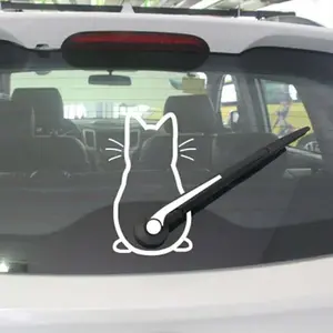 Cute Cat Windshield Wiper Decal Sticker, Funny Home Toilet Window Door Car Sticker, Humorous Motorcycle Decoration