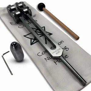 Earth Star 68.05 Hz (9th) Tuning Fork with Hematite Gemstone Boot for Grounding, Relaxation, Chakra Alignment - Sound Therapy and Biofield Harmonization - Gray