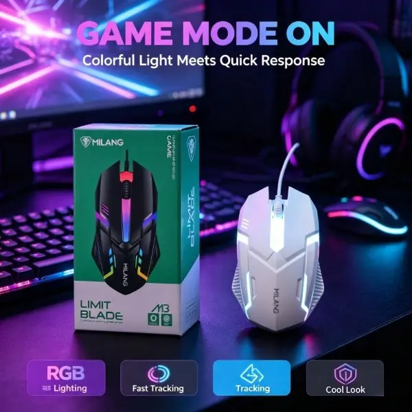 1pc dazzling wired gaming mouse, ergonomic USB computer mouse, game themed birthday party small gift supplies