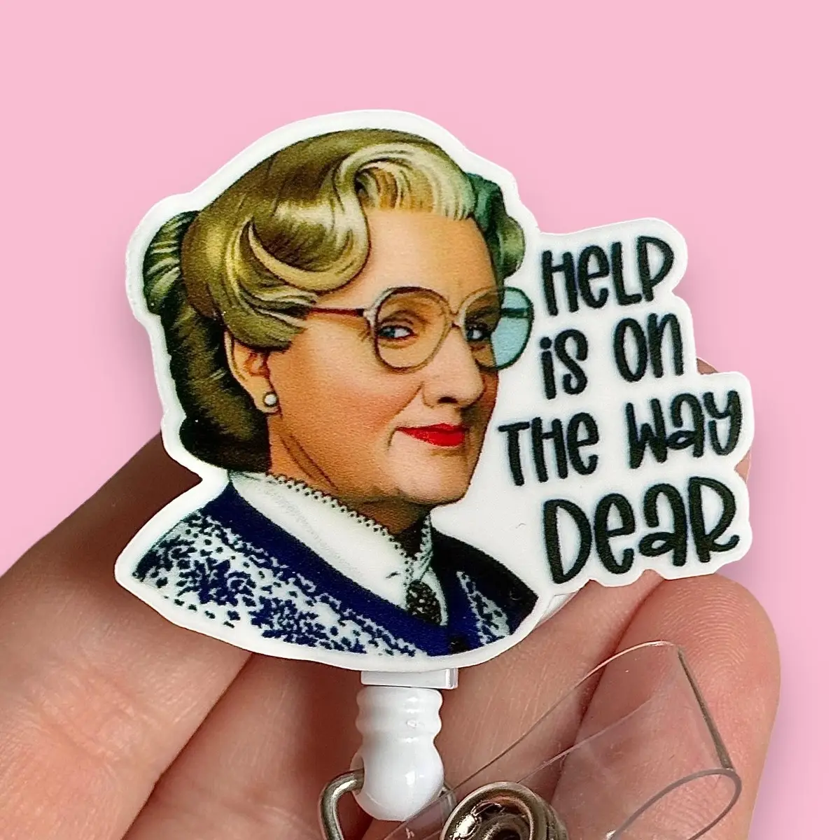 Glitter My Badge Funny help is on the way badge reel for nurses and hospital workers. Badge clip Badge pull - Retractable swivel clip with a 360 rotat