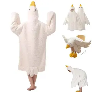Goose Wearable Blanket Hoodie Onesie, Oversized Warm Duck Hooded Blanket with Sleeves, Cozy Sleeping Bag for Adults & Kids
