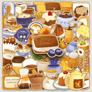 50pcs Coffee Time Vinyl Stickers - Cute & Cozy Phone Decals for Coffee Lovers