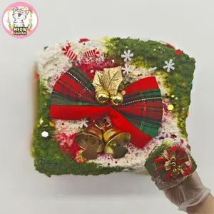 Christmas gift MEOW Squishy handmade adorned with bells and pearls three layers huge toast squishy toys