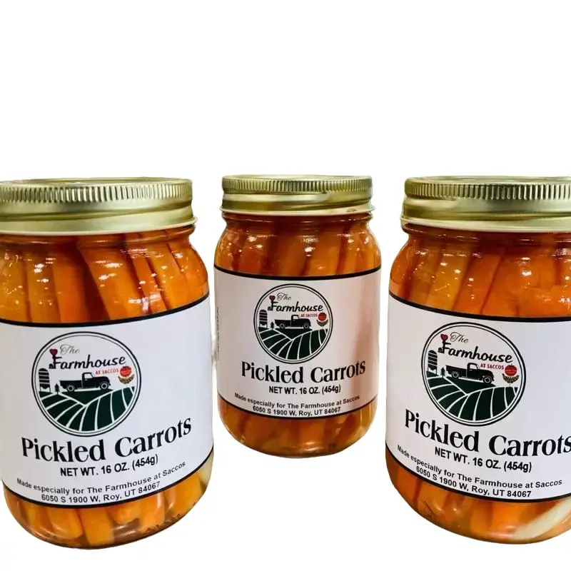 The Farmhouse Pickled Carrots 16 oz Jar - Preserved Vegetables from The Farmhouse at Saccos Crunchy Flavor Snack