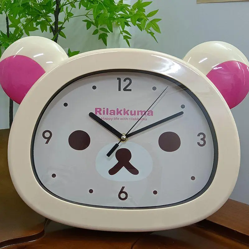 Rilakkuma Anime Peripheral Wall Clock Alarm Clock Cute Cartoon Silent Clock Living Room Bedroom Sweeping Second Quartz Clock