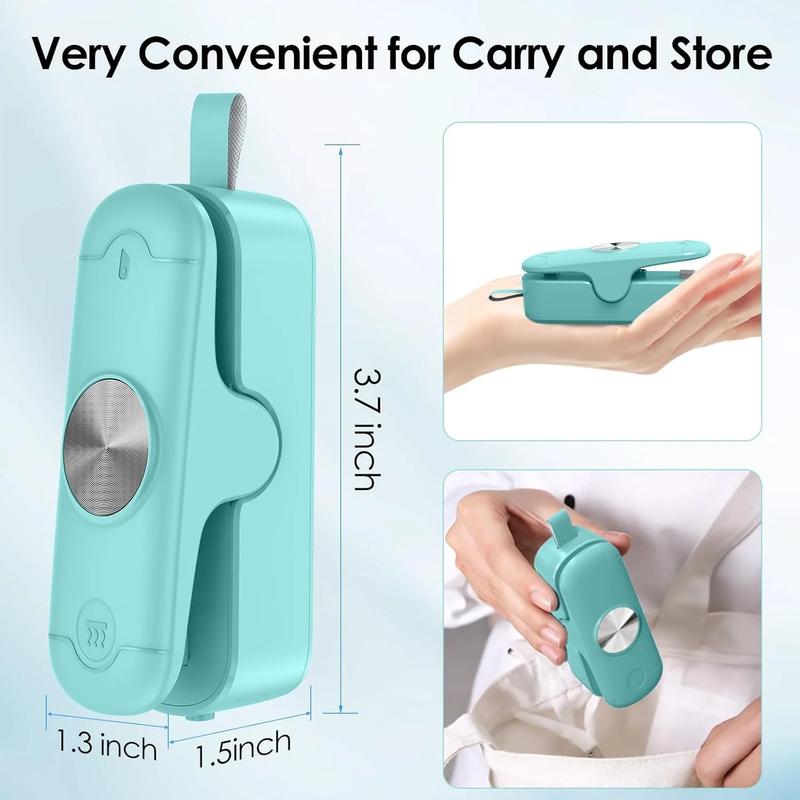 2 Pack Mini Bag Sealer, 2 in 1 Sealer and Cutter, Portable Heat Sealer Machine, Chip Heat Resealer for Snacks & Food Storage, Green/White (Batteries Included)