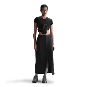 Nike Sportswear Collection Twill Skirt - Women's Reversible Cotton Skort in Black with Elastic Waistband & Hidden Front Zipper HQ8022-010