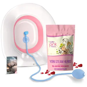 [FIVONA] 3-in-1 Yoni Steaming Kit - Expandable V Steam Seat and All Natural Herbal Blend for 2-4 Yoni Steam Sessions - Hand Flusher - Supports pH Balance, Gentle Cleansing, and Relaxation, Yoni Detox