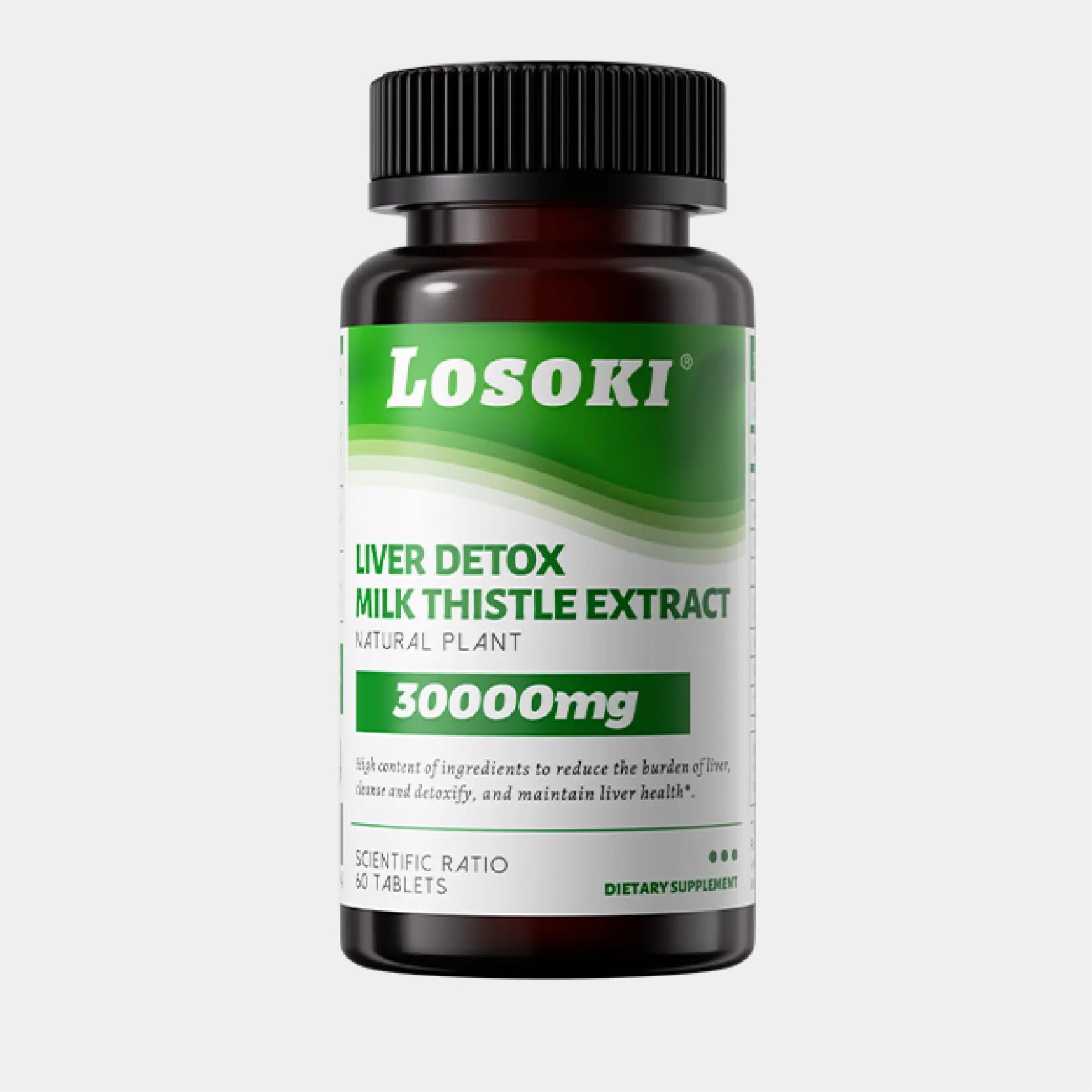 Losoki Liver Detox Milk Thistle Extract 30000mg - Natural Plant Formula for Liver Protection & Detox - 60 Tablets