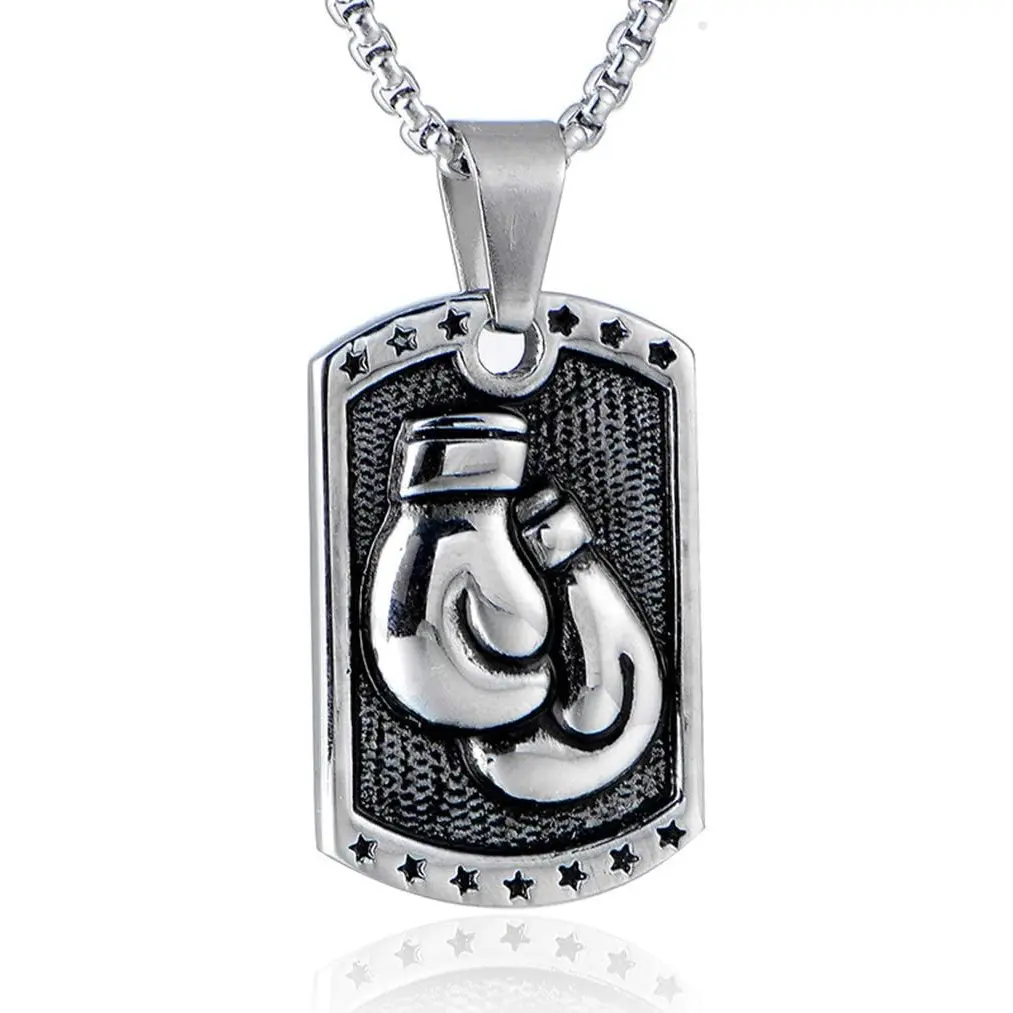 Fitness Boxing Gloving Pendant Necklace for Men Men's Body Style Stainless Steel Masculine Glove Necklaces