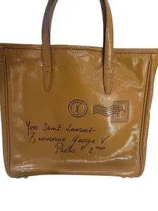 Pre-owned Yves Saint Laurent Patent Leather Tote Y Mail Tan Tote