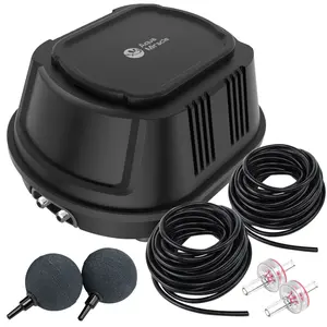 AquaMiracle All-in-One Pond Air Pump Koi Pond Aerator for Outdoor Ponds, Pond Aeration Kit with 2&5 Outlets Air Stones Airline Tubing Check Valves