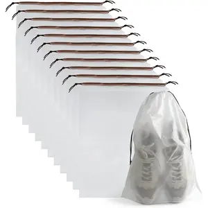 12 count Shoe Bags for Travel  Clear Drawstring Travel Shoe Bags for Packing   Shoes Organizer Pouch Travel Accessories Shoe Storage Bag for Women Men Portable Travel Essentials