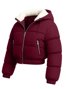 URBAN BUCK Premium Midweight Cropped Puffer Jacket Womens - Water-Repellant Bubble Down Ultra Insulated Winter Luxe Snow Crop Jackets for Women