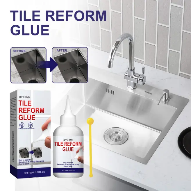Jaysuing Pre-Mixed Mold Resistant Tile Grout Adhesive, Long-Lasting Permanent Bond Waterproof Grout Repair Sealant for Bathroom, Balcony & Sink Surrounds