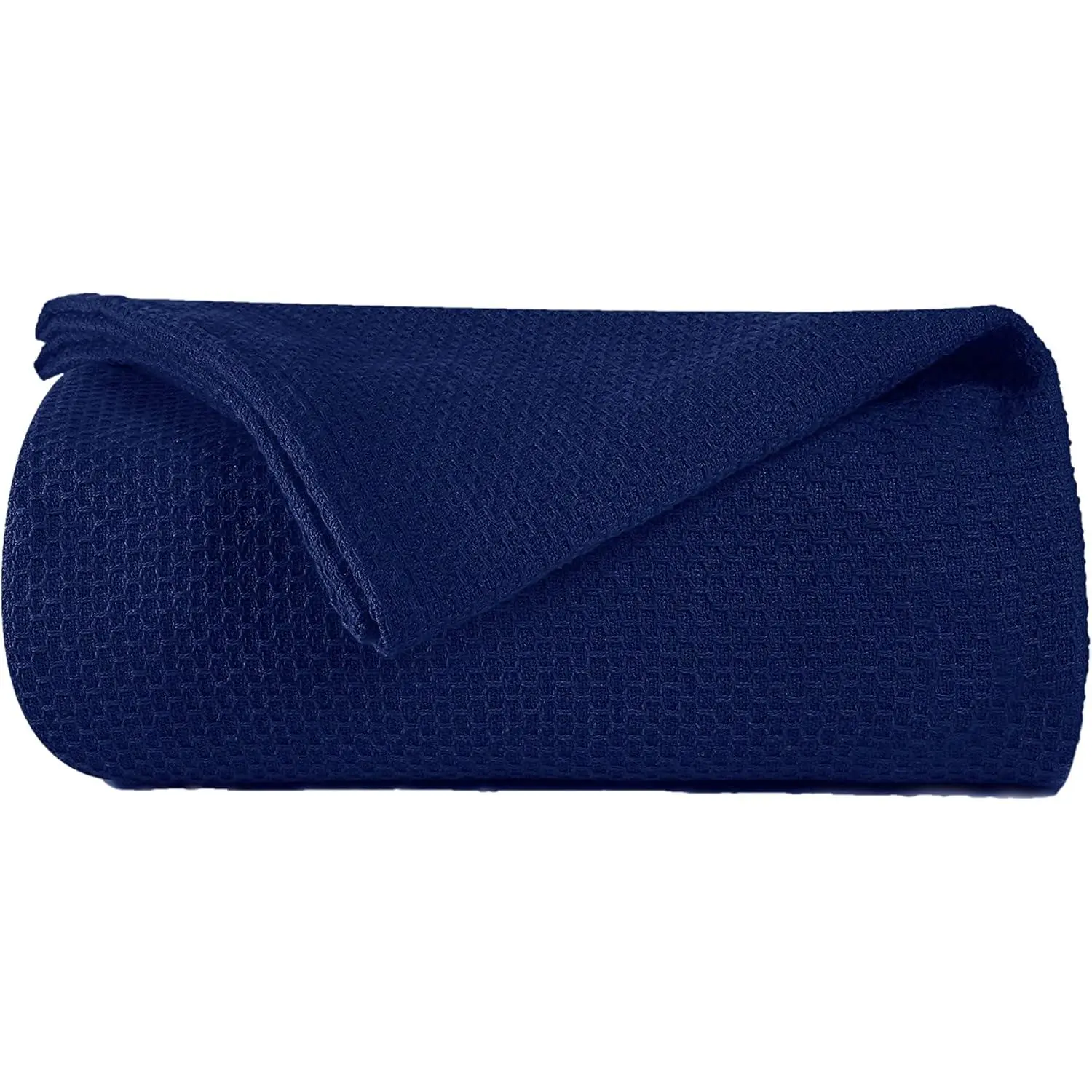 Natural Cotton Vintage Rustic Solid Honeycomb Waffle Thermal Blanket - 60x90in Twin Size, Breathable Durable Navy Blue & Beige Bedding Throw, Machine Washable for Family Layering Needs, Biege, 60X90"