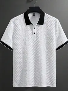 Men's Casual Commuter Patch-Up Half Placket Polo Shirt Plaid Pattern Short Sleeve Regular Fit Summer Sports Outdoor Tennis Golf Style