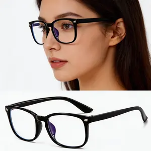 Retro Flat-Lens Blue Light Blocking Glasses for Men and Women | Computer Eye Protection Glasses | Retro Square Frames